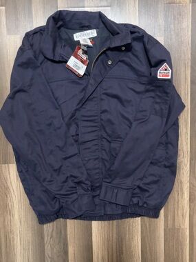 BULWARK Flame Resistant Mens Large Navy Bomber Jacket Coat NWT